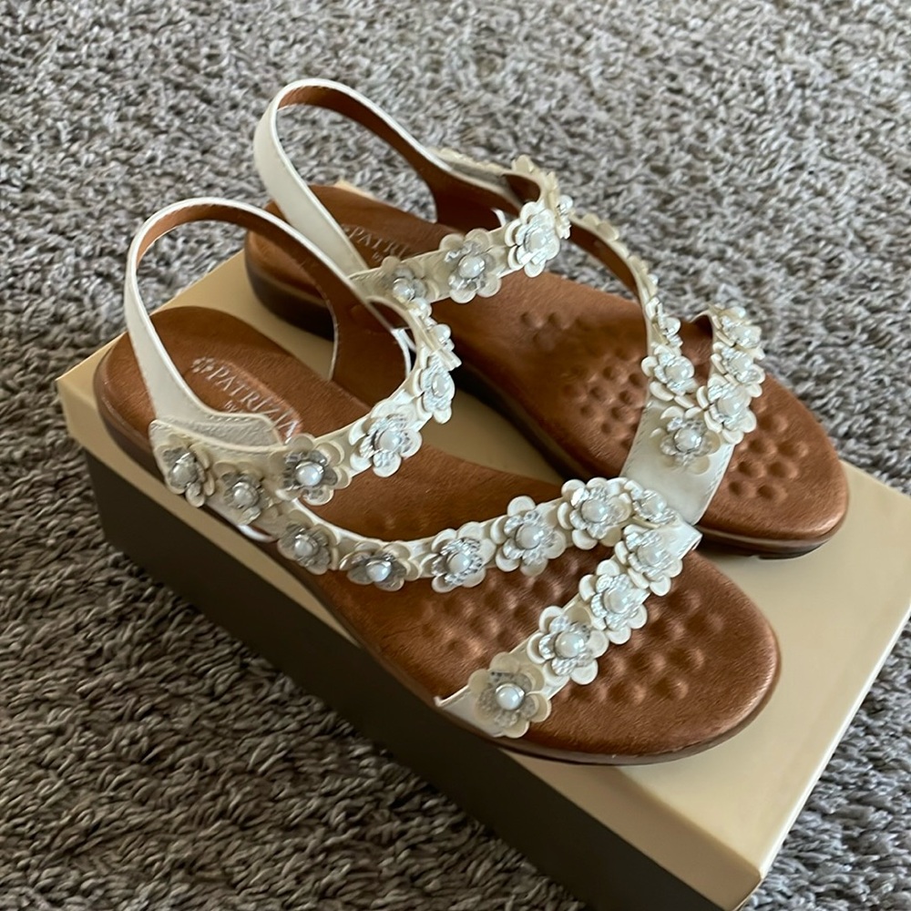 White flat sandals